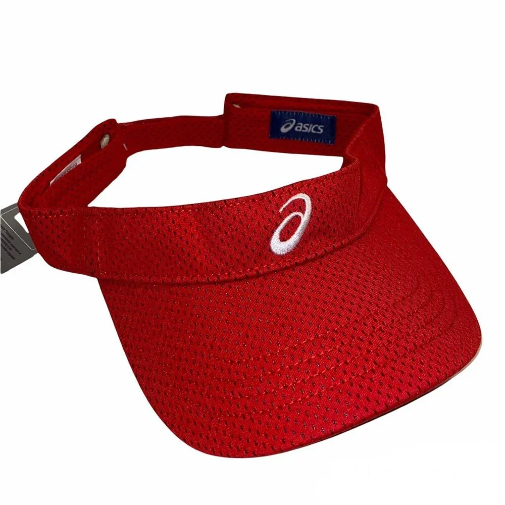 ASICS Womens One Size Fits Most Red Mesh‎ Visor ZC981-23 NWT